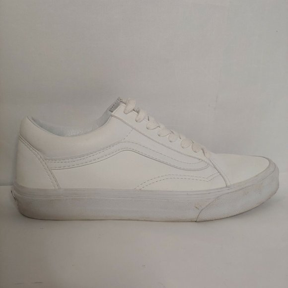Vans Off The Wall Men's 8 Women's 9.5 Skate Shoes White Leather Sneakers EUC - Picture 1 of 12